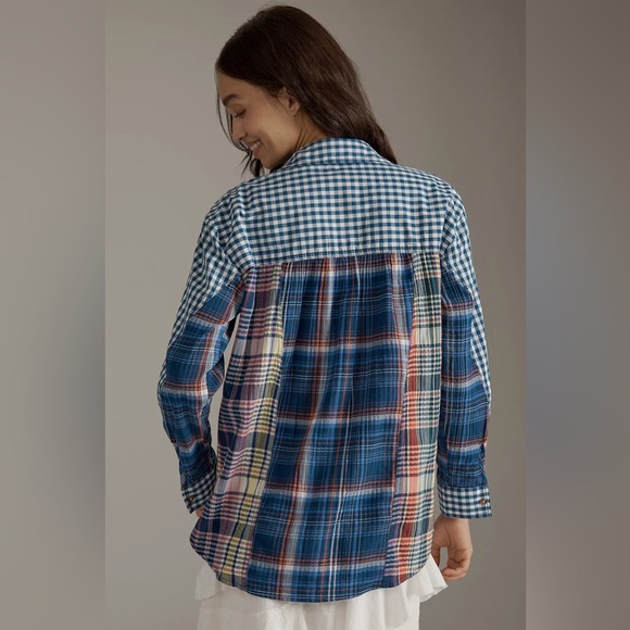 Pilcro The Hadley Relaxed Buttondown Shirt Mixed Print - Picture 2 of 8